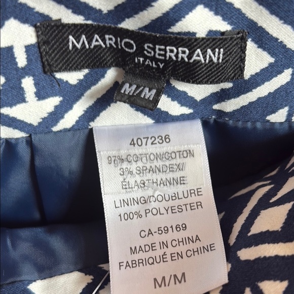 Mario Serrani Italy Navy and White Geometric Pattern Skirt - Picture 2 of 9